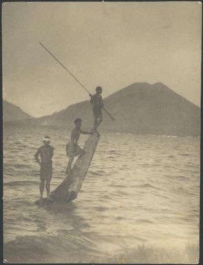 Boys play at fishing, Rabaul, New Guinea, ca. 1930 / Sarah Chinnery