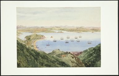 Artist unknown :[HMS Galatea with Royal Party anchored off Kororareka, Russell, Bay of Islands, May 1869].