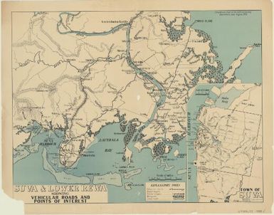 Suva & Lower Rewa, showing vehicular roads and points of interest / compiled and drawn at the Lands and Survey Department, Suva, August 1934 ; A.V. Guy ; H.E.C. Robinson Ltd., litho., Sydney