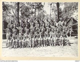 TOROKINA, BOUGAINVILLE, 1945-10-15. MEMBERS OF A AND B SUBSECTION, U HEAVY BATTERY, WHICH HAS SERVED ON BOUGAINVILLE FOR SEVERAL MONTHS. (FOR IDENTIFICATION OF 33 NAMED PERSONNEL REFER TO ..