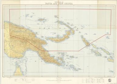 Territory of Papua and New Guinea (New Guinea boundary in red. 1961 reprint)
