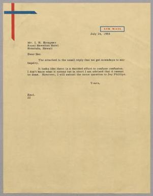 [Letter from Daniel W. Kempner to Isaac H. Kempner, July 24, 1953]