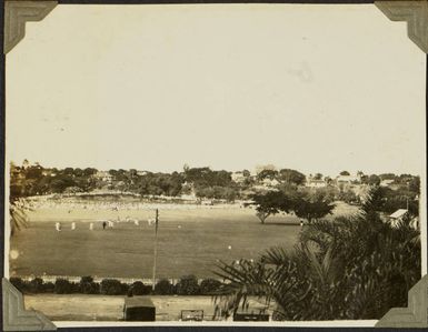 Crowds awaiting the arrival of Charles Kingsford-Smith at Albert Park, Suva, Fiji, 1928