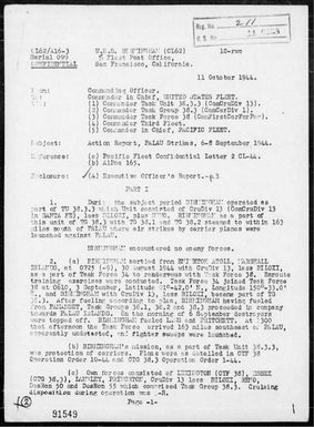 USS Birmingham - Rep of Ops During Carrier Air Strikes on the Palau Is, 9/6-8/44