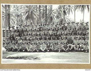 MILNE BAY, NEW GUINEA. 1943-07-01. SOME OF THE PERSONNEL OF THE 2/3RD AUSTRALIAN DOCKS OPERATING COMPANY, ROYAL AUSTRALIAN ENGINEERS. LEFT TO RIGHT:- BACK ROW:- VX63896 SAPPER (SPR) J. PATERSON; ..