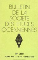 Bulletin de la Société des Études Océaniennes numéro 210