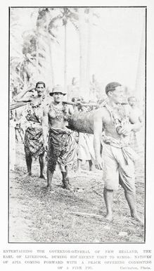 Entertaining the Governor-General of New Zealand, the Earl of Liverpool, during his recent visit to Samoa