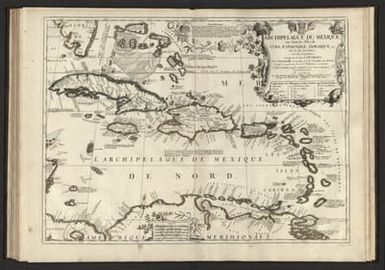 Archipelague du Mexique ou sont les Isles de Cuba, Hispaniola, Jamaique, etc. Avec les Isles Lucayes, et les Isles Caribes, connües sous le nom d'Antilles. Par le P. Coronelli Cosmographe de la Serme. Republique de Venise. Corrigée et augmentée par le Sr. Tillemon; et dediee a Messire Joachim comté de Lyonne Premier Escuyer Commandant la Grand Escurie du Roy. A Paris, Chez J. B. Nolin, sur le Quay de l’Horloge du Palais proche le Pont Neuf, a l'enseigne de la Place des Victoires. Avec Privilege du Roy. 1688.