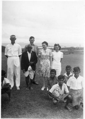 Arthur and Marjorie Tange and others on the Lautoka golf course, Fiji, 1941]