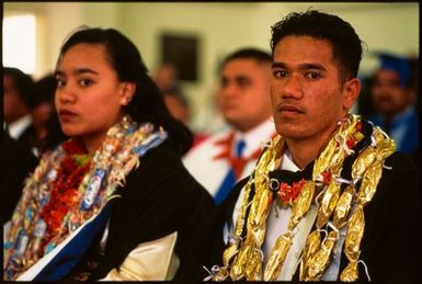 Young man and woman at a ceremony,Tonga