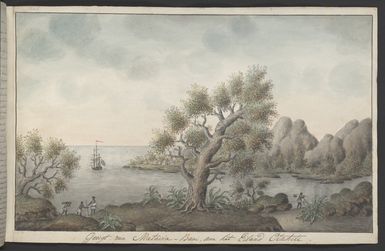 Artist unknown: Gezigt van Matavia-baai, aan het Eiland Otahiti [1769. Copied ca 1785]