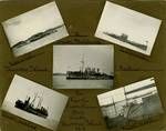 Photo montage of Royal Australian Navy visit to Thursday Island, showing five photographs of submarines and cruiser Melbourne, Thursday Island, Queensland, 1919