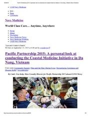 Pacific Partnership 2015: A Personal Look At Conducting The Coastal Medicine Initiative In Da Nang, Vietnam