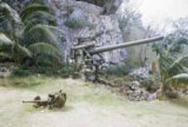 Northern Mariana Islands, abandoned weapons at former Japanese command post on Saipan Island