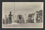 Des Sullivan, Harold Reeve, General Sir John Northcott, Archie Baldwin and Colonel JK Murray at a flag raising ceremony, Port Moresby, 1951