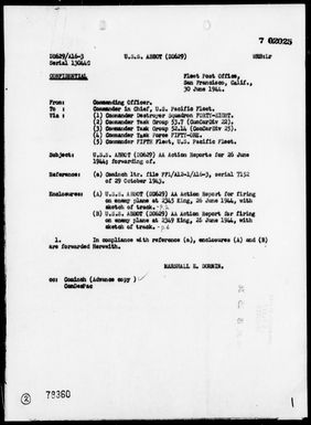 USS ABBOT - AA Act Reps, 6/26/44, off Saipan Island, Marianas