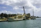 Federated States of Micronesia, boats docked along industrial waterfront on Weno Island in Chuuk State