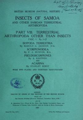 Insects of Samoa and other Samoan terrestrial arthropoda