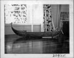 Burial canoe, Santa Ana, made by Puafagaatea of Natagera, initially for Davenport but sold it later to Fox, Coral Seas Fishing, never intended by carver as burial canoe