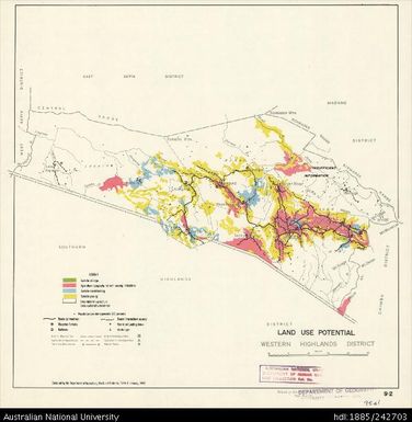 Papua New Guinea, Land Use Potential Western Highlands District, Sheet 9.2, 1969, 1:1 584 000