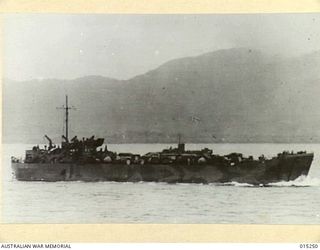 1943-07-12. AMERICAN ADVANCE INTO TROBRIAND ISLANDS. ONE OF THE LANDING BARGES USED BY THE AMERICANS IN THEIR LANDING ON KIRIWINA ISLAND. OF MOST UNUSUAL APPEARANCE, THESE LANDING BARGES ARE KNOWN ..