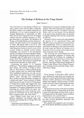 The Ecology of Rodents in the Tonga Islands