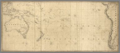 A New Chart of The Pacific Ocean, Exhibiting The Western Coast of America, From Cape Horn To Beerings Strait, The Eastern Shores of Asia Including Japan, China and Australia, and all the numerous Islands and known Dangers Situated in Polynesia and Australasia, Correctly Drawn And Regulated according to the most Approved and Modern Surveys and Astronomical Observations By J.W. Norie, Hydrographer, &c.&c. Additions 1836. Stephenson, Engraver. London. Published ... October 1st 1825, by J.W. Norie & Co. (with) seven inset maps listed in Notes. (Southern Sheet)