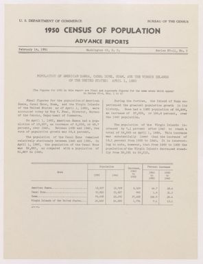 [Folder 74] Territories and Possessions - (29) Advance Reports - Series PC-11, No. 2