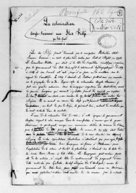 ["\"La colonisation anglo-saxonne aux îles Fidji\", 1873, version modifiée de l'article précédent, publ. dans le \"Bulletin de la Société de géographie\", 6e série, 7 (1874), p. 148-167 / Jules Girard"]