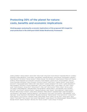 Protecting 30 % of the planet for nature: costs, benefits and economic implications