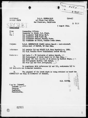 USS MINNEAPOLIS - AA Act Rep, 6/19/44, West of Saipan Is, Marianas