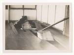 View of interior of R Cambridge's house after earthquake, Kokopo, New Guinea, 1947