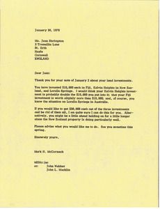 Letter from Mark H. McCormack to Jean Shrimpton