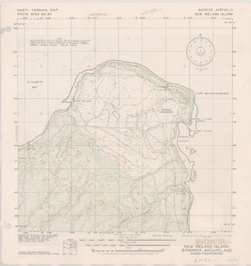 New Ireland Island, Bismarck Archipelago / prepared by direction photo wing, SOPA ; compilation by VMD-254 Mapping Section ; reproduced by 955th Engr. Topo. Co., 4th Photo GP. J-1285 April, 1944