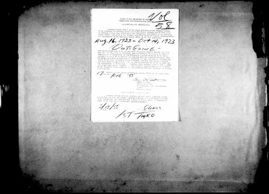 Volume 58: Immigration Service Forms, August 16, 1923 - October 14, 1923