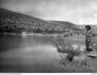 Corporal S Over looking at the surface of Solomon's Pool, situated between Bethlehem and Hebron, Palestine. Various horse lines and tent lines can be seen in the distant background