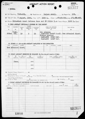 VMSB-231 - ACA Reps Nos 125-132-Air opers against the Marshall Islands, 8/7-15/44