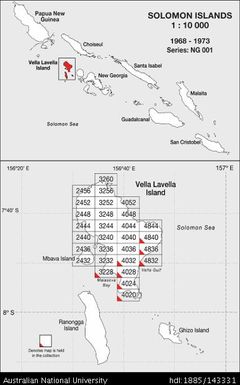 Solomon Islands INDEX, 1:10 000, Vella Lavella Island, Series: NG001, 1968-1973