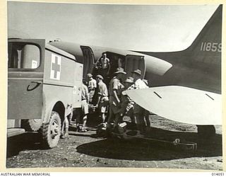 1943-01-11. USE OF TRANSPORT PLANES IN NEW GUINEA ENABLES SPEEDY EVACUATION OF WOUNDED FROM FORWARD AREAS TO THE BASE. COMPARED WITH THEIR TREK ACROSS THE OWEN STANLEYS, WHICH TOOK DAYS, THE ..