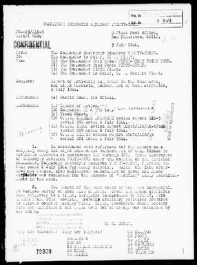 COMDESRON 23 - Rep of Anti-Shipping Sweep In Guam Area & Night Harassing Bombardment of Guam Airfields, Marianas, 7/2/44