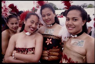 Tongan dancers raise money by performing at the launch of the Tongan Free Wesleyan Church, Vaine Mo'onia, Grey Lynn, Auckland