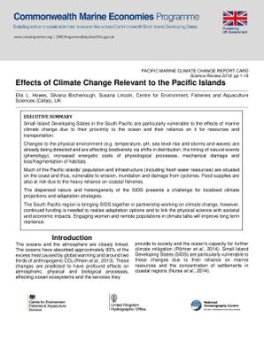 Effects of climate change relevant to the Pacific Islands