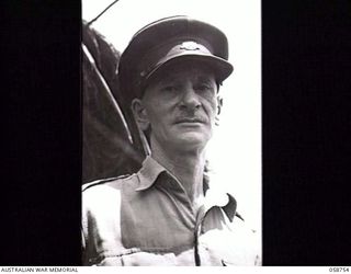 BISIATABU, NEW GUINEA. 1943-10-26. PORTRAIT OF P5 MAJOR E. A. F. STANFIELD, OFFICER COMMANDING, DEPOT COMPANY, 1ST PAPUAN INFANTRY BATTALION