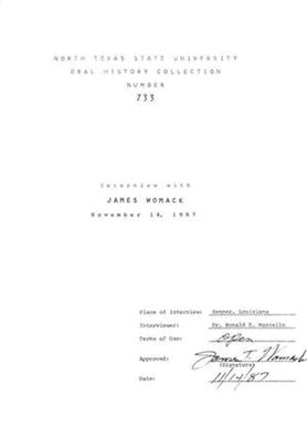 Oral History Interview with James Womack, November 14, 1987