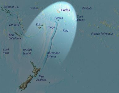 The Pacific Ocean, showing the Tokelau group