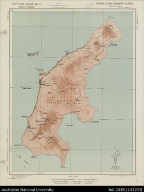Mariana Islands, Saipan Island, South Sea Islands, No: 3, 1942, 1:50 000