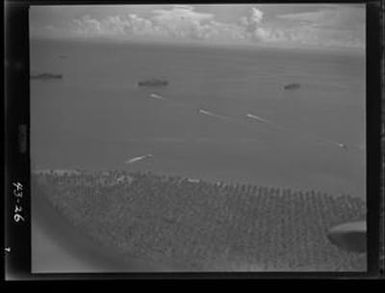 [Negative Aerial View of Ships on the Water, #1]