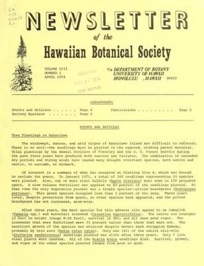 Newsletter - Hawaiian Botanical Society