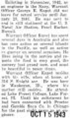 Kuspt was stationed at the U.S. Naval Air Station at Pearl Harbor, Hawaii