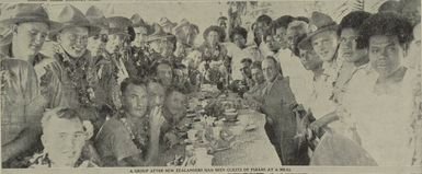 A group after New Zealanders had been guests of Fijians at a meal